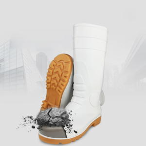 PVC white steel head 5S (anti-smash, anti-wear, anti-acid, anti-puncture and anti-slip) safety boots