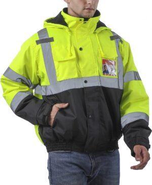 Mens High Visibility Jacket Waterproof with Hood - Image 7