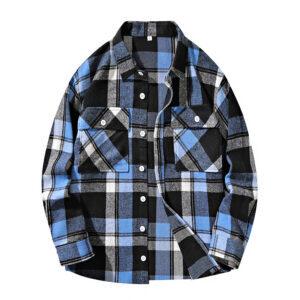 Professional Long-Sleeve Bule Plaid Workwear Shirt
