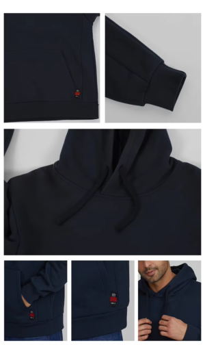 fleece Men black workwear sweat shirt safety work wear hoodie - Image 2