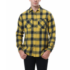 Hot Sale Cotton Flannelette Plaid Jacket Cover Long Sleeve Shirt Man shirt with chest pockets