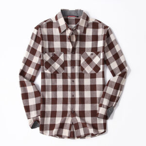 European And American Size Hot Sale Cotton Flannelette Plaid Jacket Double Pocket Cover Long Sleeve Shirt Man
