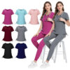 72% recycled polyester 23% viscose 5% spandex medical uniforms beauty salon nursing uniform