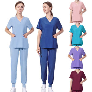 72% polyester 23% viscose 5% spandex short sleeved Surgical suits