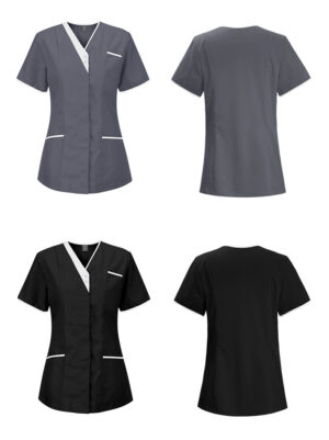 72% recycled polyester 23% viscose 5% spandex short-sleeved V-neck Medical Uniform - Image 11