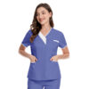 72% recycled polyester 23% viscose 5% spandex short-sleeved V-neck Medical Uniform - Image 4