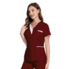 72% recycled polyester 23% viscose 5% spandex short-sleeved V-neck Medical Uniform - Image 3