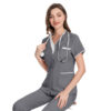 72% recycled polyester 23% viscose 5% spandex short-sleeved V-neck Medical Uniform - Image 5