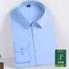 Uniform Work Shirts New Men'S Bamboo Fiber Printed Long Sleeve Shirt Casual Shirt Stretch Comfortable Non-Iron Shirt - Image 13