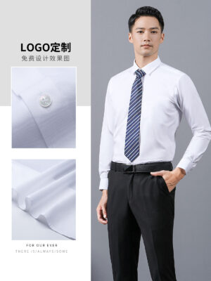 Uniform Work Shirts New Men'S Bamboo Fiber Printed Long Sleeve Shirt Casual Shirt Stretch Comfortable Non-Iron Shirt - Image 18