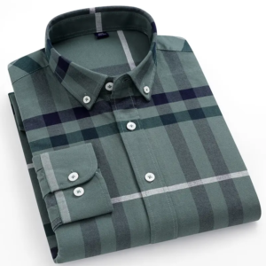 New Men's Shirts 100% Cotton Plaid Button Collar Casual Versatile Men's Tops Cardigan Shirts