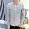 Men's Shirt Three-proof Fabric Solid Long Sleeve Dress Shirts - Image 6