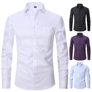 Three-proof Dress Men's Fabric ShirtsSolid Long Sleeve Shirt
