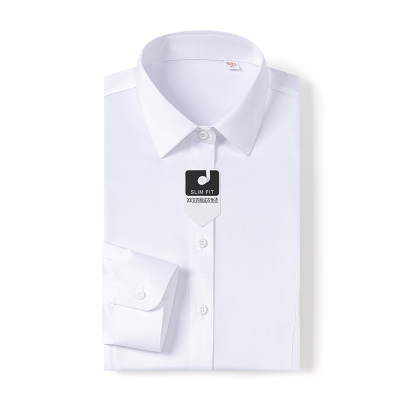 Uniform Work Shirts Mens Long-sleeved 100% Cotton Business Shirt White Shirt