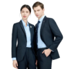 Government Bank Wear Single Breasted Flat Front Style Adults Navy Blue Office Uniform