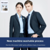 Government Bank Wear Single Breasted Flat Front Style Adults Navy Blue Office Uniform - Image 5