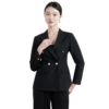 Black Women's Double-Breasted Button Petite Sizes Office Uniform - Image 7