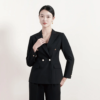 Black Women's Double-Breasted Button Petite Sizes Office Uniform