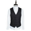 Men Winter Formal Business Suit Vest Black Stripes Office Uniform - Image 11