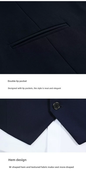 Men Winter Formal Business Suit Vest Black Stripes Office Uniform - Image 14