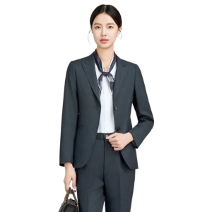 Government Civil Servant Outerwear Gray Color Elegant Wool Polyester Suit Office Uniform
