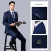 Groomsmen Button Fly Pant Closure Men's Royal Blue Single-Breasted Suit Office Uniform - Image 3