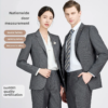 Men's and Women's Workwear Gray Striped Slim Fit Casual Suit Office Uniform - Image 5