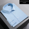 Dress Light Blue Texture Micro-Elastic Classy White Collar Single light blue textured shirt - Image 2