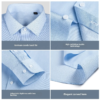 Dress Light Blue Texture Micro-Elastic Classy White Collar Single light blue textured shirt - Image 5