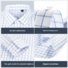 Men's Casual Business Shirt Mulberry Silk White Bottom Blue Plaid Shirt with Long Sleeves - Image 6