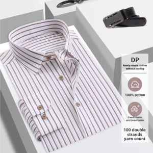 Knitted Formal Style Personalized Features Men's Pure Cotton Business Casual Shirt