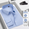 Long Sleeves No-Iron Professional Clothing Direct from Factory Casual Men's Blue Plaid Shirt - Image 7