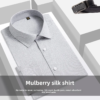 Men's Light Gray Mulberry Silk White Collar Summer Non-Iron Short-Sleeved Polo Shirt