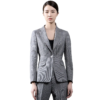 Chidori Grids Classy Plaid Wool Blazer Buttons Decoration Spring Suit Office Uniform
