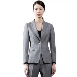 Chidori Grids Classy Plaid Wool Blazer Buttons Decoration Spring Suit Office Uniform