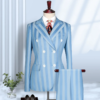 Blue Button Decoration Women's Elegant Casual Small Suit Office Uniform - Image 2