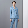 Blue Button Decoration Women's Elegant Casual Small Suit Office Uniform - Image 3