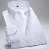 Men's Business Long Sleeves Pure White Casual Comfort Basics Satin Shirt - Image 2