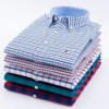 Men's Casual Plaid Shirt New Arrival High Collar Oxford Plaid Shirt