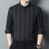 Stripes Luxury Long Sleeves Men's Casual Twill Shirt - Image 5