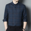 Plaid Middle-Aged Dad Non-Iron Cashmere Style Men's Long Work Plaid Shirt - Image 3