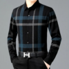 Middle-Aged Casual Fleece-Lined Heattech Classy Cashmere Style Men's Winter Cotton Shirt - Image 3