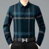 Middle-Aged Casual Fleece-Lined Heattech Classy Cashmere Style Men's Winter Cotton Shirt - Image 4