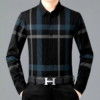 Middle-Aged Casual Fleece-Lined Heattech Classy Cashmere Style Men's Winter Cotton Shirt - Image 5