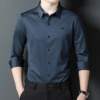 Dress Trendy Casual Gong Long Classy Men's Burgundy Knitted Shirt Long Sleeves - Image 4