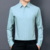 Cotton Professional Formal Young Middle-aged Knitted No-Iron Casual Striped Shirt Long Sleeves - Image 2