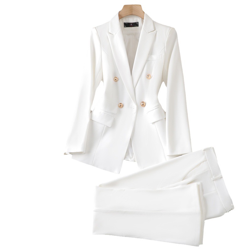 White Women's Elegant Petite Casual Classy Small Suit Office Uniform