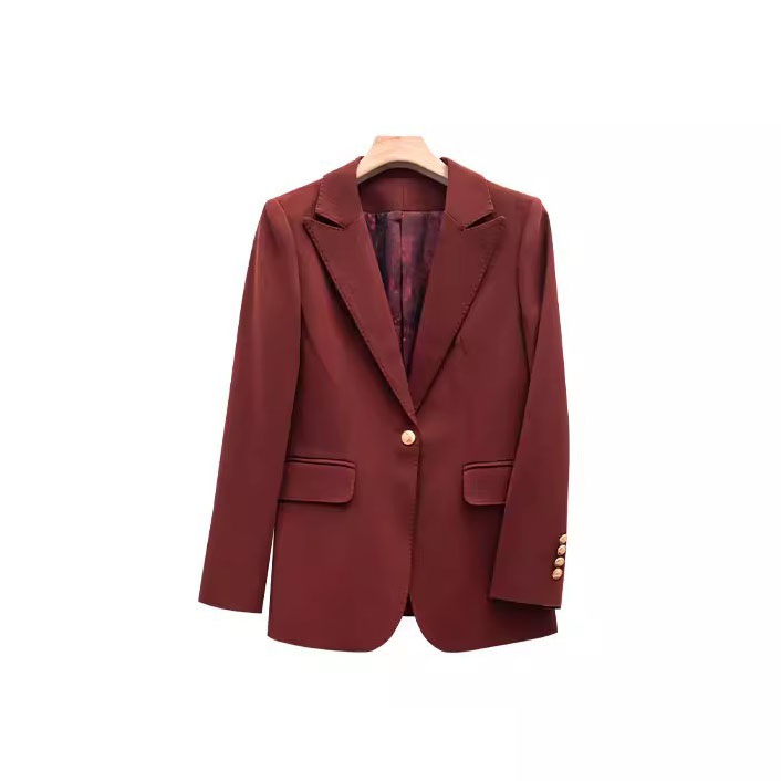 Women's Red Color New Arrival Elegant Wool Suit Office Uniform