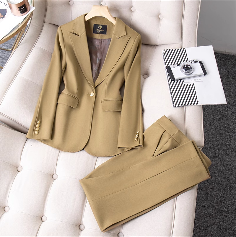 Women's Spring Fall Tailored Small Suit Office Uniform