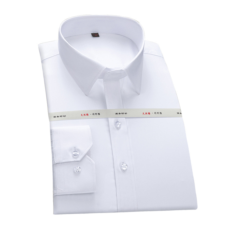 Dobby Fabric Summer Style White Bamboo Fiber Dress Shirt Wicking shirt